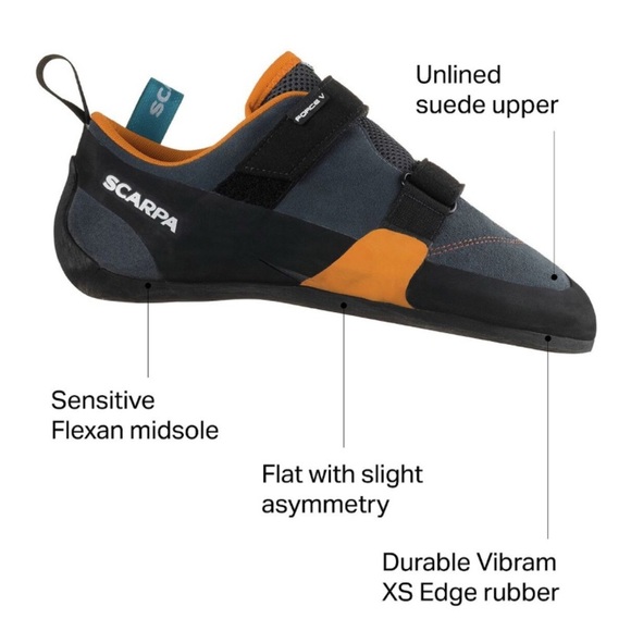 Scarpa Force V Climbing Shoes in Black and Orange - Picture 2 of 8